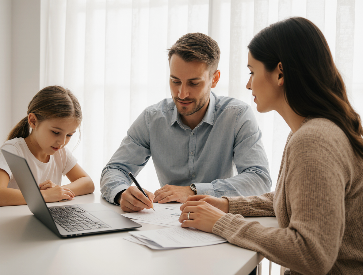 Familia planificando sus finanzas